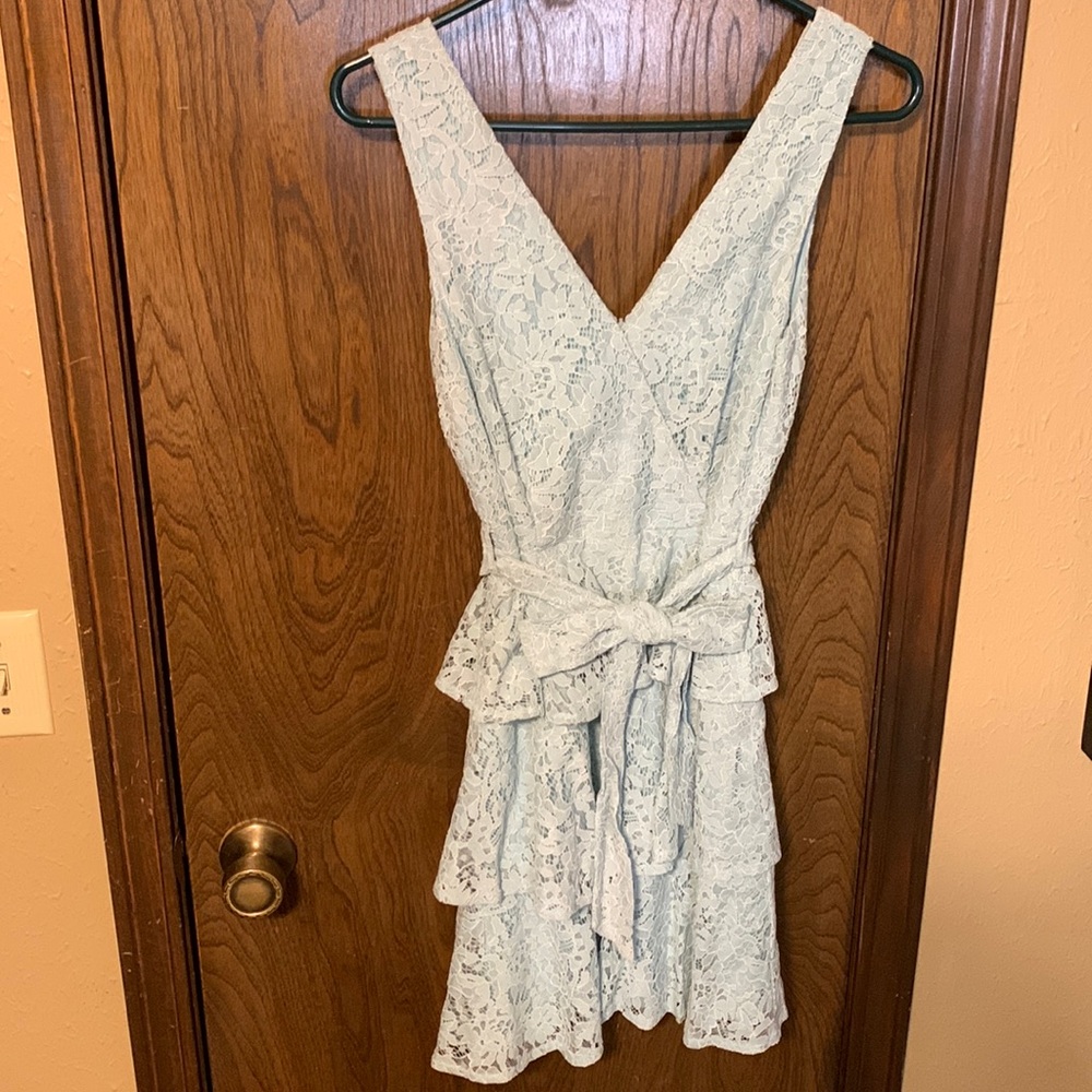 Idem Ditto Sea Glass Blue Lace Sleeveless Dress, Small